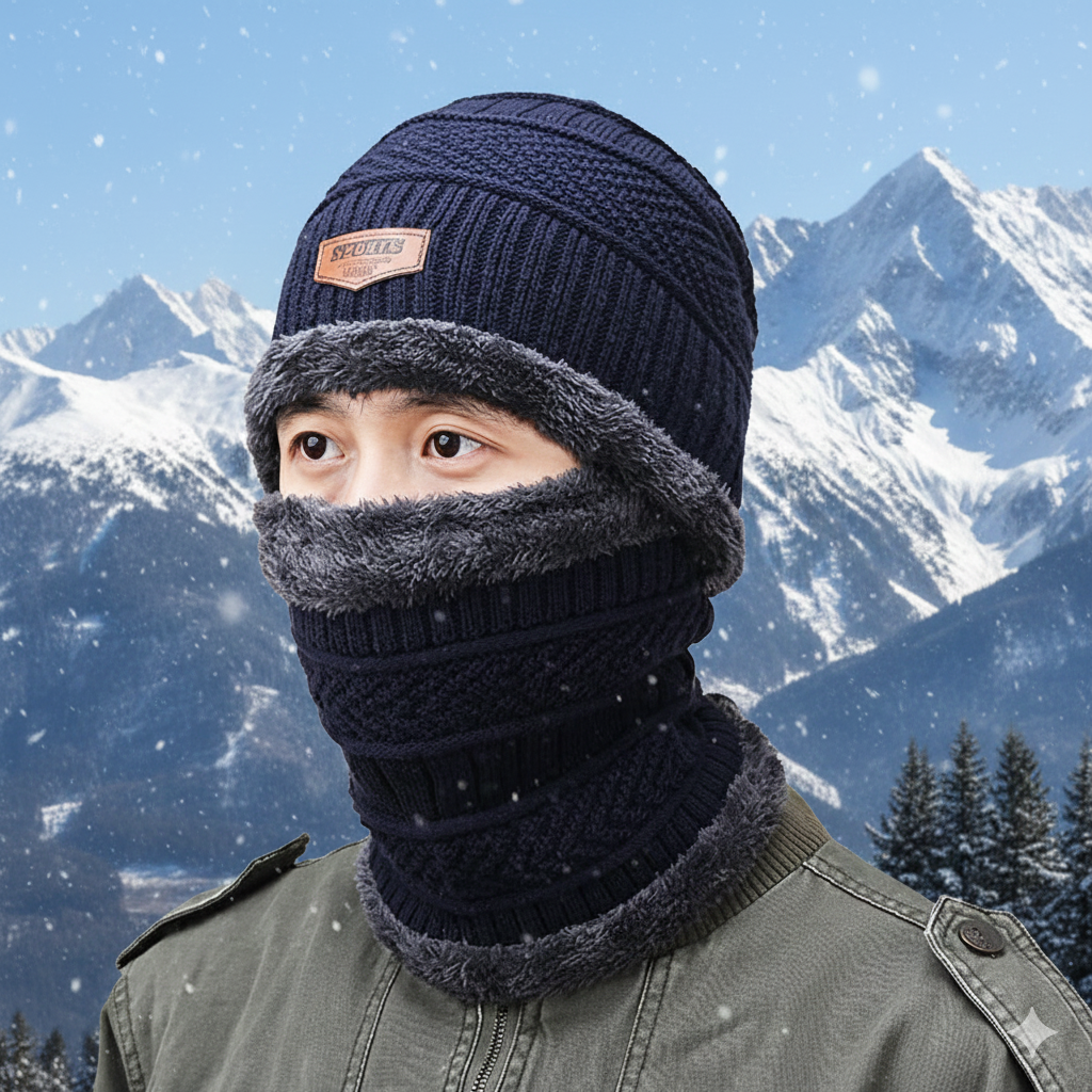 Unisex Woolen Cap Set