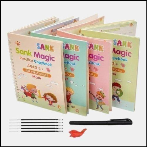 Sank Magic Practice Copybook (4 BOOKS,1 PEN,1 GRIP,10 REFILL) Pack of 1