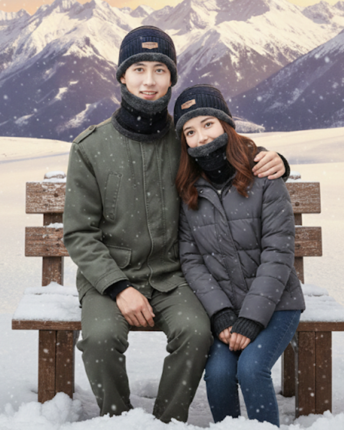 Unisex Woolen Cap Set